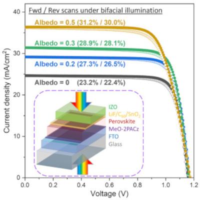 Bifacial perovskite solar cells can produce higher yields at lower overall costs image