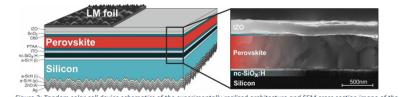 HZB researchers achieve improved efficiency for monolithic perovskite/silicon tandem solar cells using textured foil image