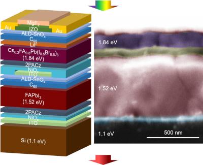 Triple-junction perovskite–perovskite–silicon solar cells with power conversion efficiency of 24.4% image